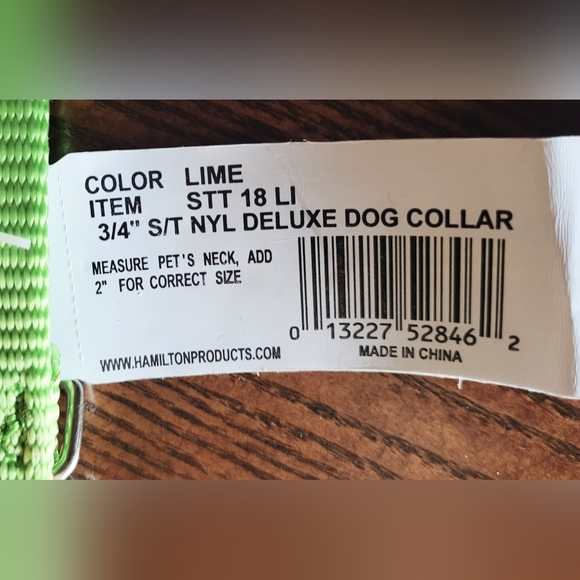 2 /$15 New Hamilton Nylon Deluxe Dog Collar Metal Buckle Sz 18 Lime - Picture 5 of 6